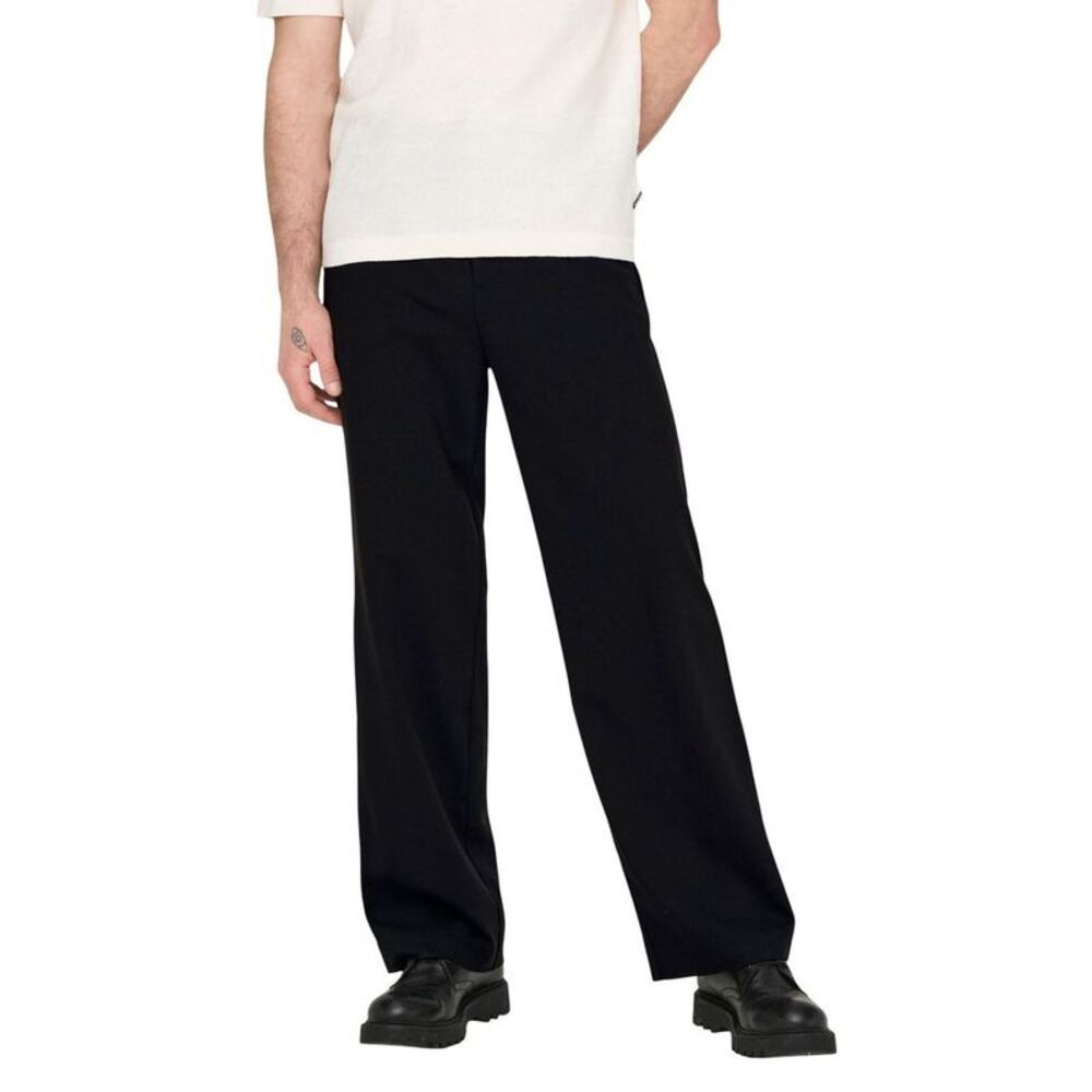 Only & Sons Black Polyester Casual Men's Pants